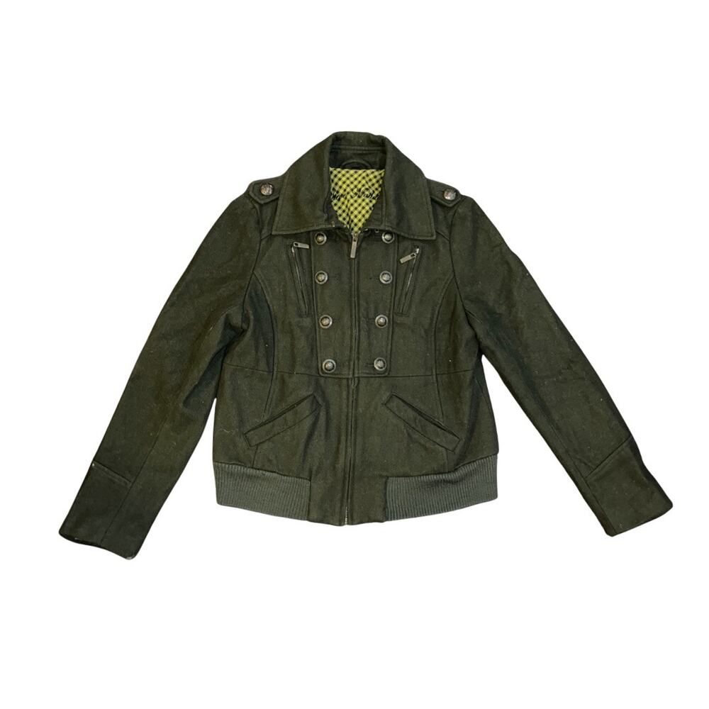 Steve Madden Wool Blend Green Jacket Coat SZ Medium Army Military Aviator
